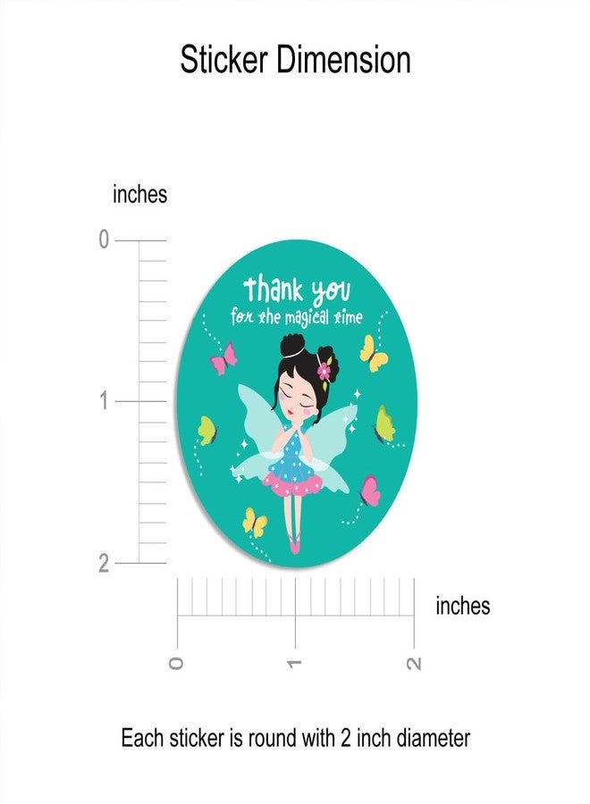 weRevel Fairy Theme Thank You for A Magical Time Party Stickers, 40 Count, 2 Inches, Round, 4 Unique Designs - Image 4